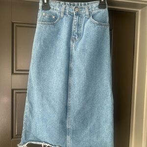 Blue Denim Midi Skirt